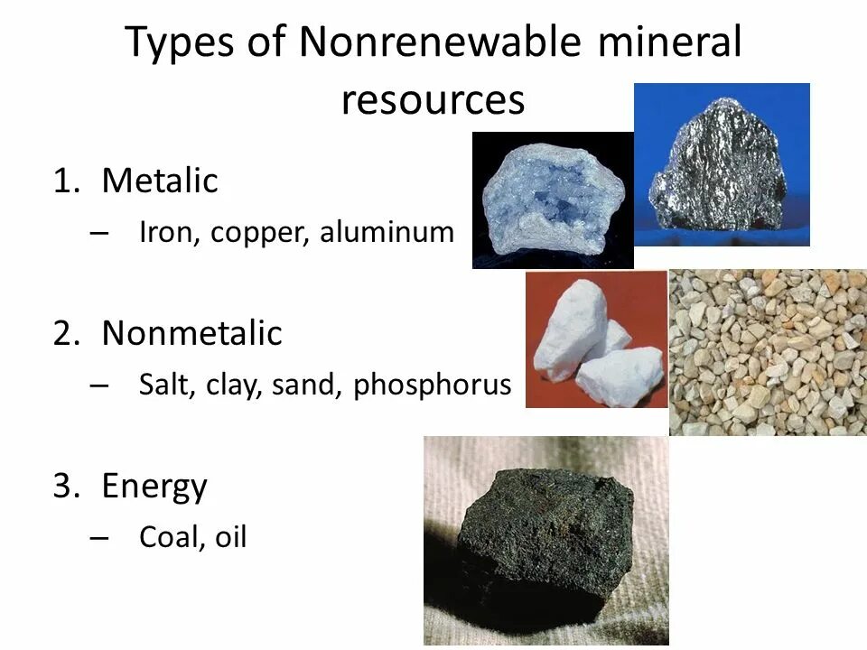 Types of minerals. Types of minerals