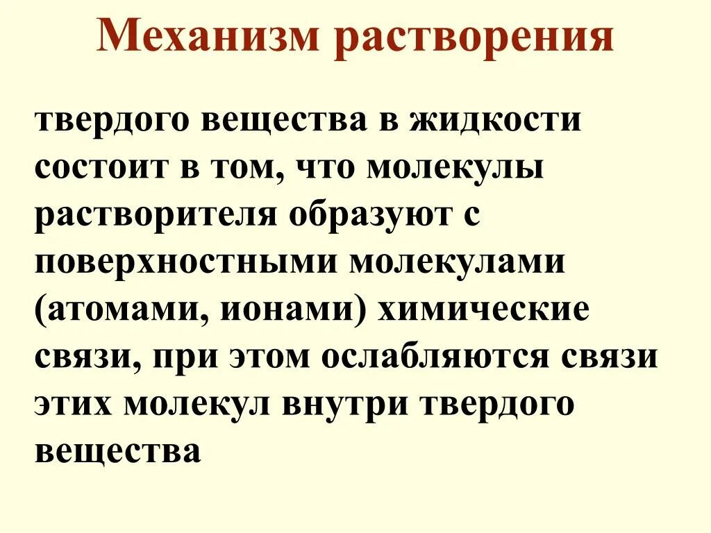 Механизм растворения