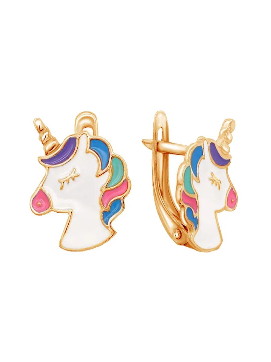 сережки единорожки золотые. дельта серьги 127747. соколов серьги единорог. серьги детские 901021667 эмаль серебро единорог. серьги единороги мириада.