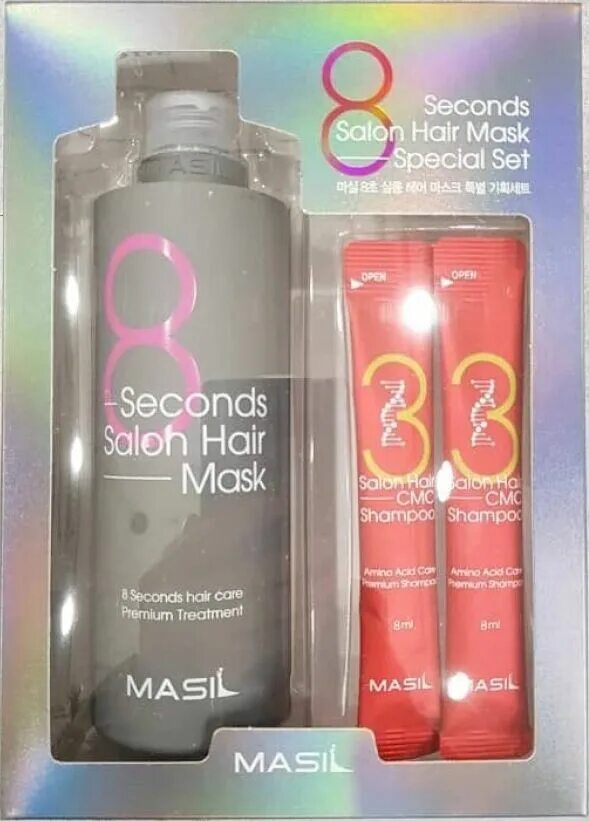 Маска для волос набор 8seconds Salon hair Mask Set (350 мл+8 мл*2). Mas набор масок для волос masil 8seconds Salon hair Mask Set (350ml+8ml*2). Masil восстанавливающая маска для волос 8 second Salon hair Mask 350мл. Masil 8 seconds Salon hair Set набор маска для волос и шампунь. Как пользоваться маской 8 секунд для волос