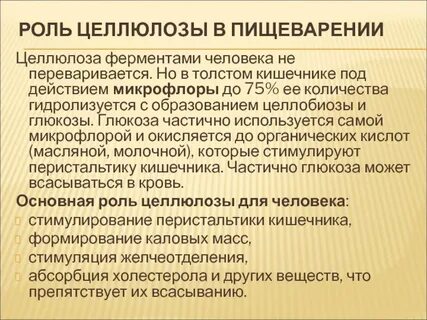 Целлюлоза роль в организме человека
