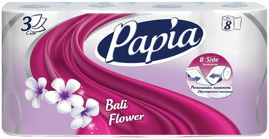 Туалетная бумага Papia Bali Flower, 3 слоя, 8 рулонов. Papia туалетная бумага 3 слоя 8 рулонов. Papia Балийский цветок 3 слоя. Т бумага Papia 3-слойная Papia 3 рулона. 3 слойная 8 рулонов