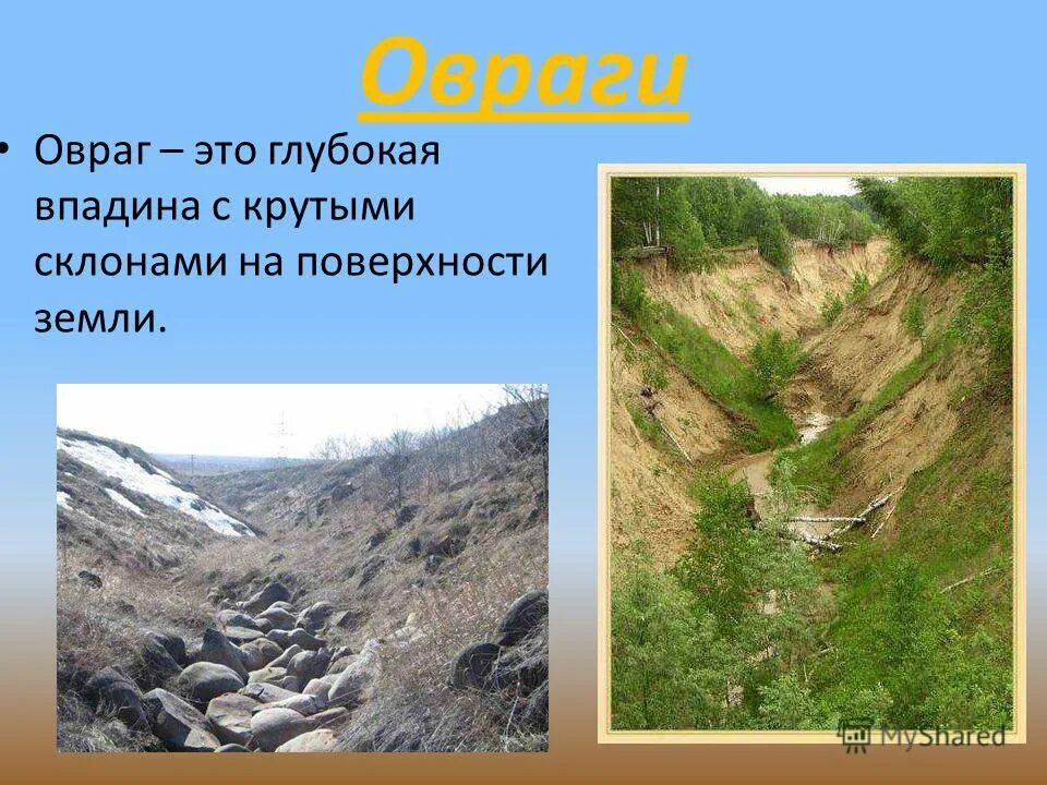 Впадина углубление 6 букв сканворд. Овраг. Овраг это в географии. Овраг презентация. Овраг описание для детей.