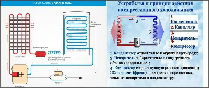 Принцип работы холодильника. Холодильник постоянно работает и не отключается причины. Принцип работы компрессора холодильника. Не отключается холодильник причины.