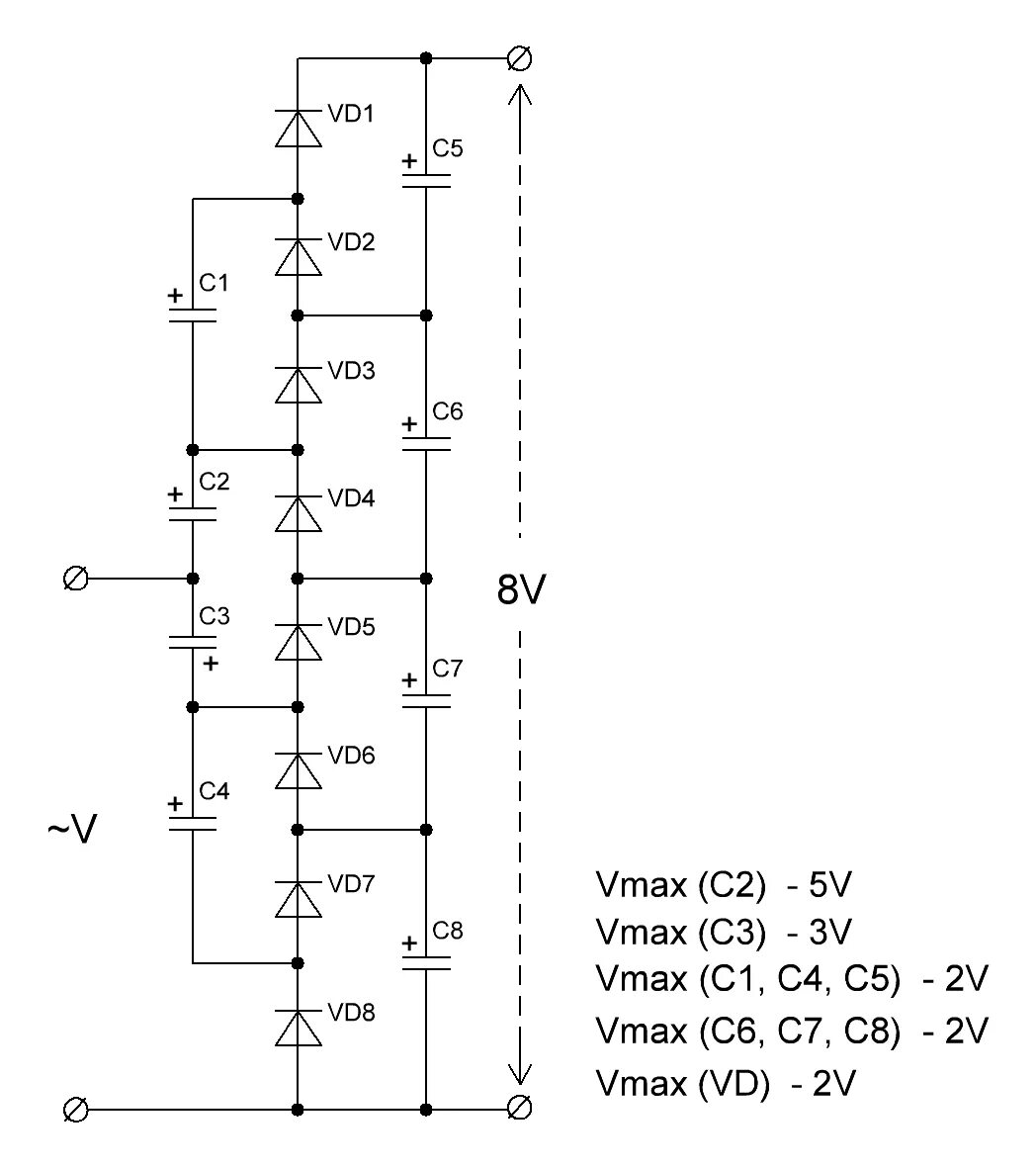 Умножитель напряжения для лампового усилителя схема. Умножитель напряжения схема. Схема умножителя напряжения на диодах. Схема высоковольтного умножителя.