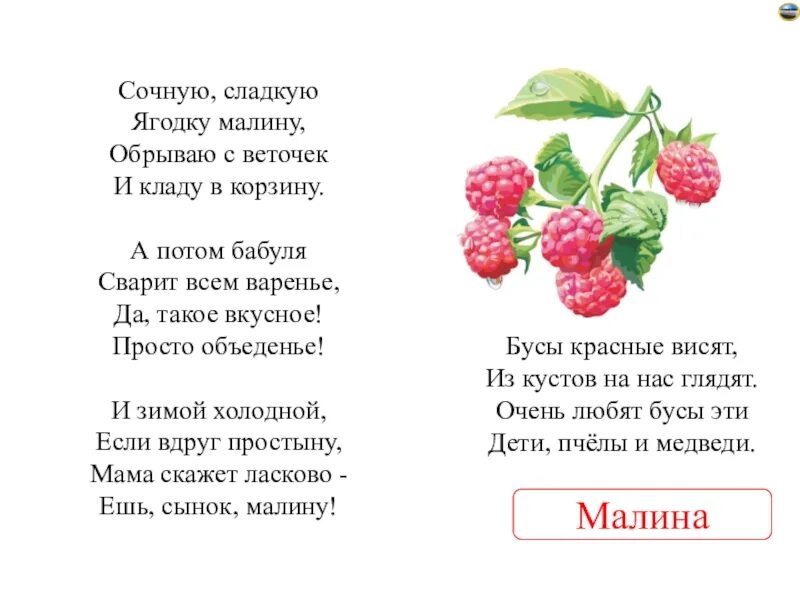 Детский песня малина