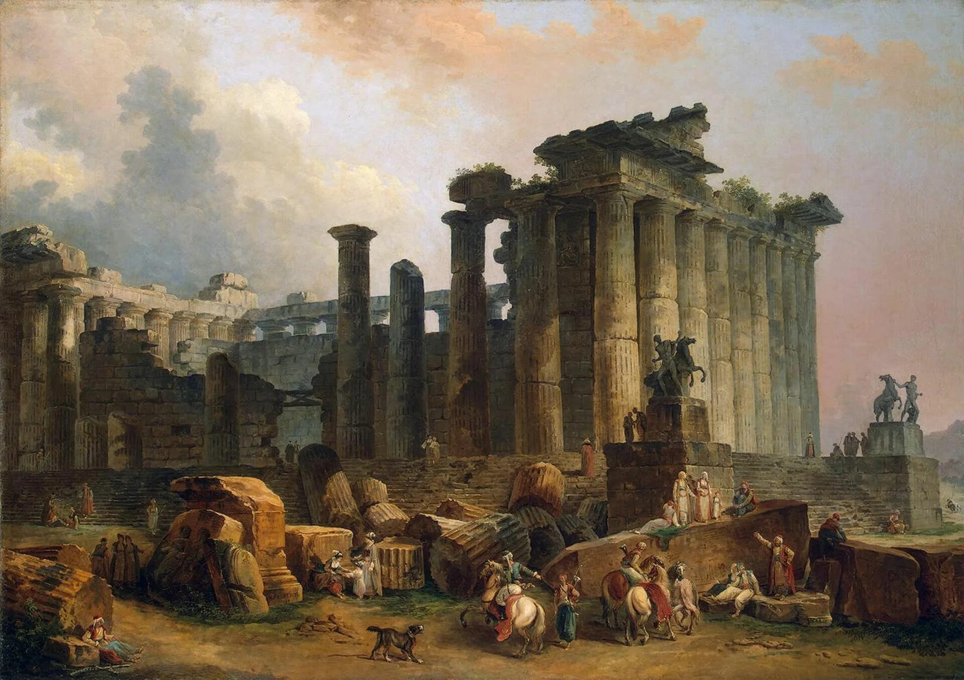 Юбер Робер развалины дорического храма. Юбер Робер (1733–1808). «Руины». Гюбер Робер картины. Гюбер Робер античный храм.
