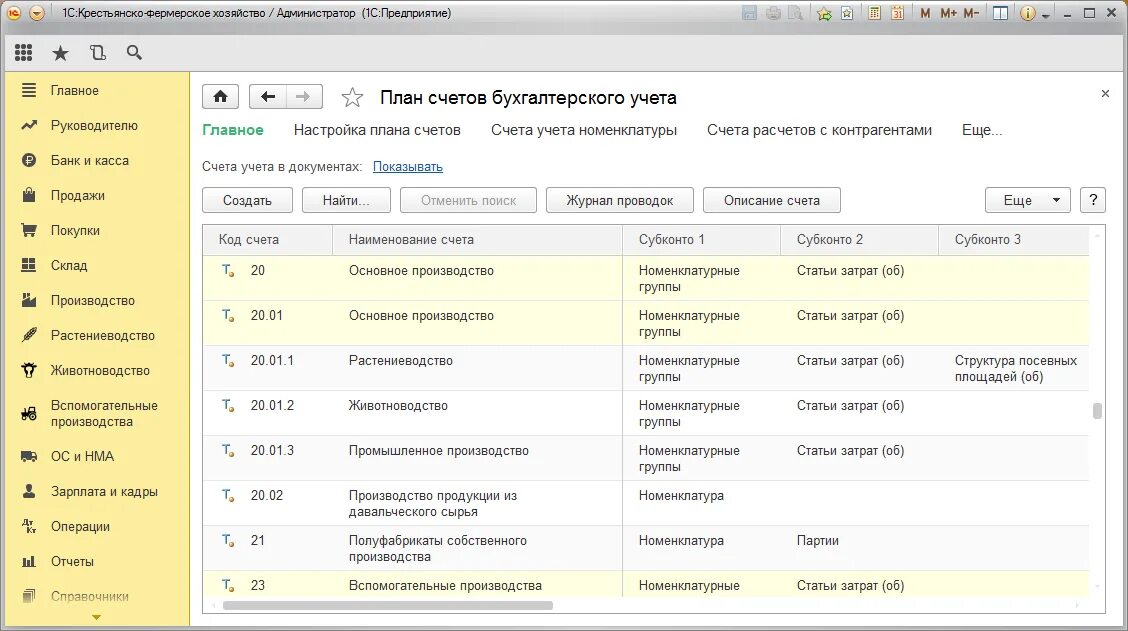 1с счета учета затрат