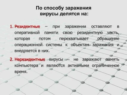 Вирусы по способу заражения