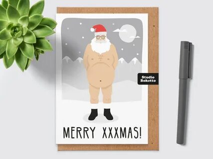 Rude Christmas Card Merry XXXmas Naked Santa Holiday EtsyXX Photoz Site