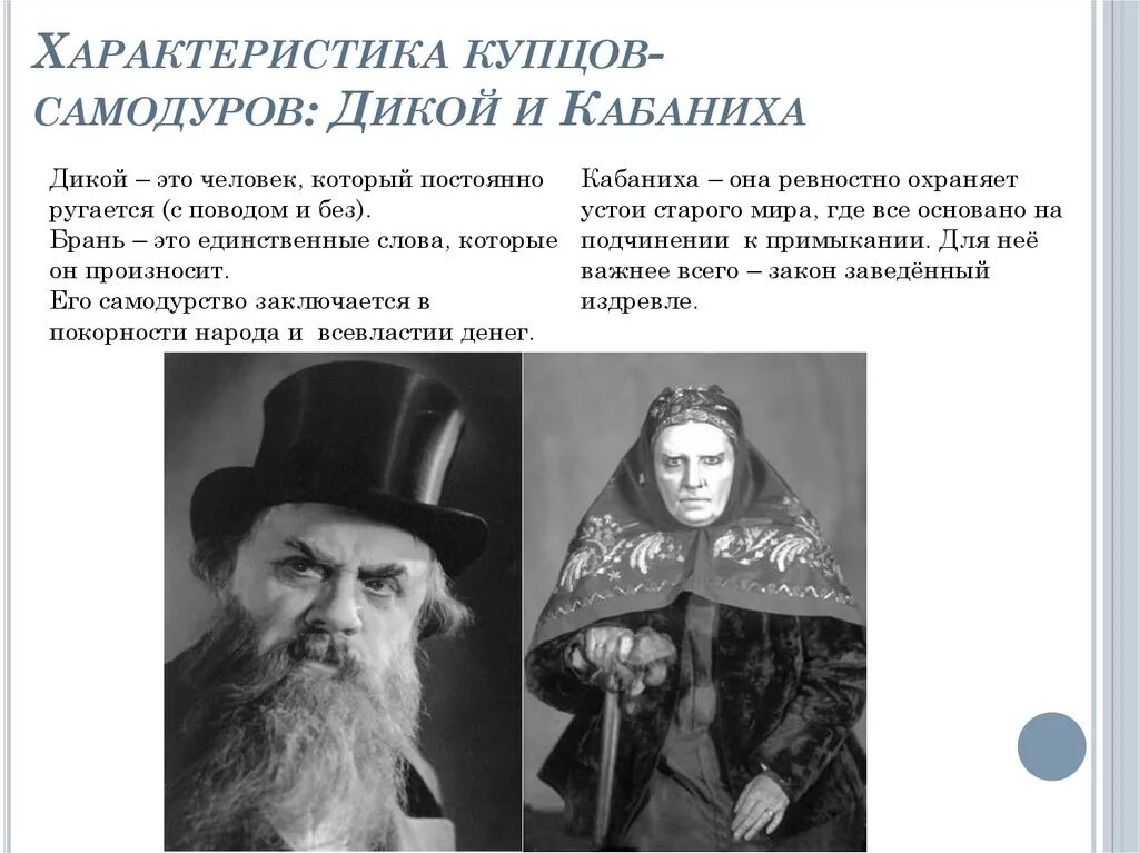 5 качеств дикого. Кабаниха Островский. Характеристика Кабановой и дикого. Дикой и кабаниха в пьесе гроза. Образ Кабанихи и дикого в грозе.