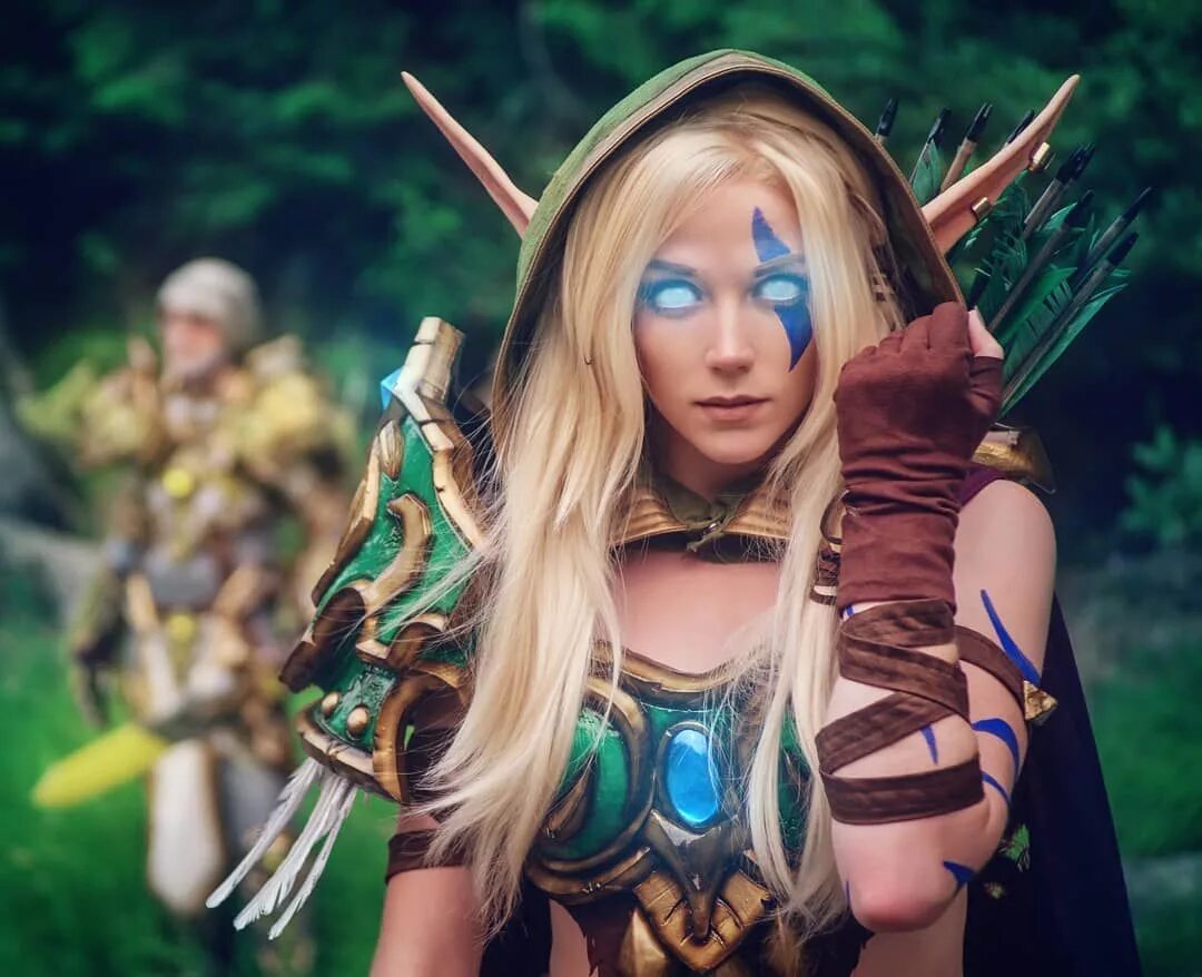 Elf cosplay. Варкрафт Эльф косплей. Косплей варкрафт. Эльфийки wow косплей. Аллерия Дейн.