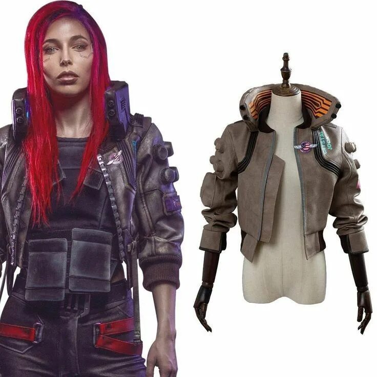 Red Hair Cyberpunk costume, Cyberpunk fashion, Cyberpunk female