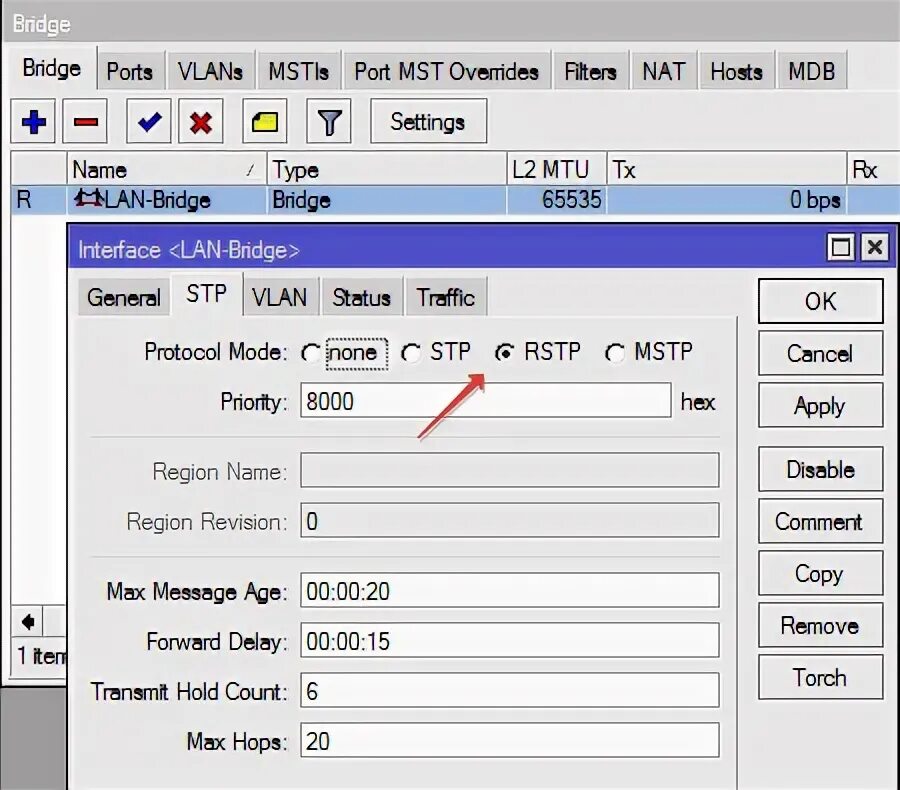 Микротик мост. Настройки бридж
