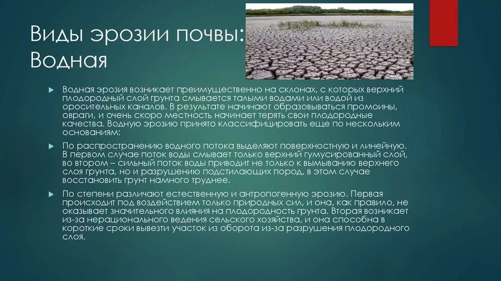 Водная и Ветровая эрозия почв. Типы ветровой эрозии. Причины развития водной эрозии. Эрозия почвы. Размываемая почва