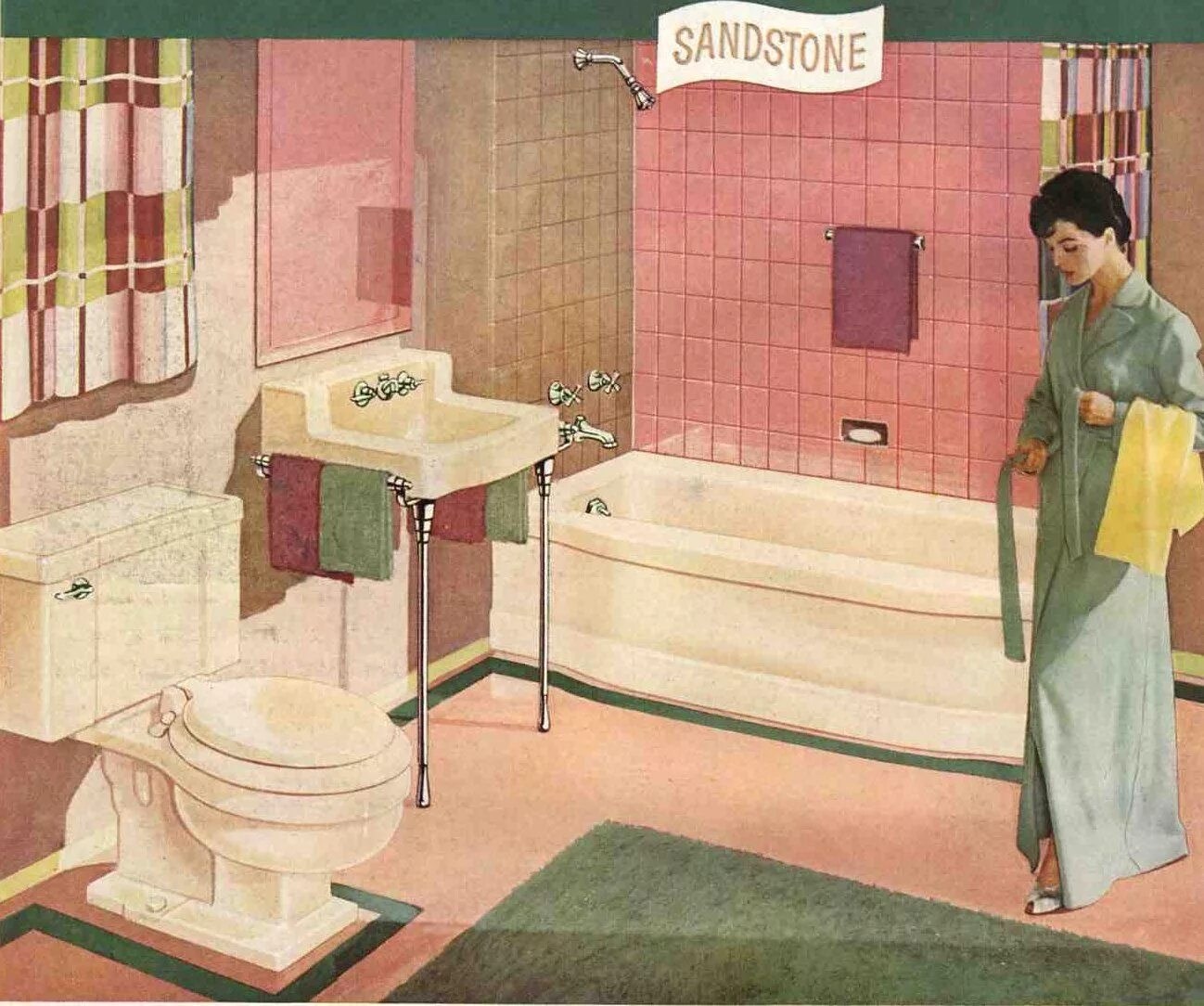 1956 American Standard Bathroom - Pink of course! Retro pink bathroom, Vintage b