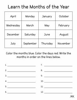 Months exercises