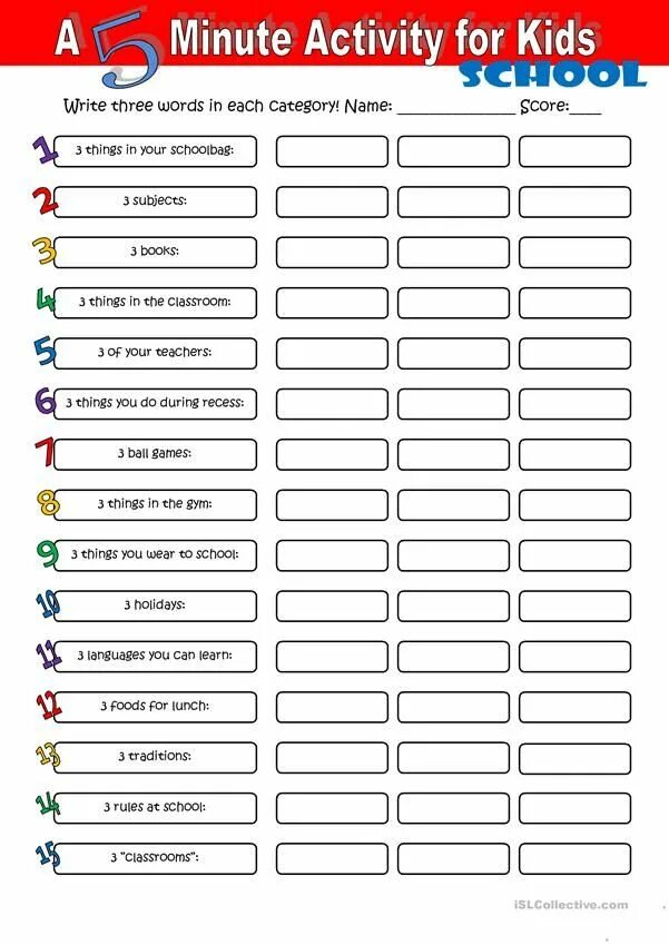 Esl tasks