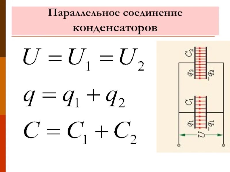 Емкость параллельно Соединенных конденсаторов формула. Емкость конденсатора формула параллельного соединения. Последовательное соединение цилиндрических конденсаторов. Емкость конденсаторной батареи формула.