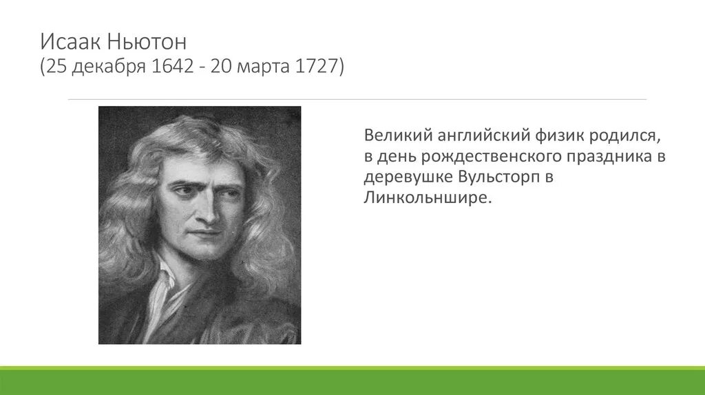 Исааком Ньютоном (1642 – 1726).. Ньютон страна