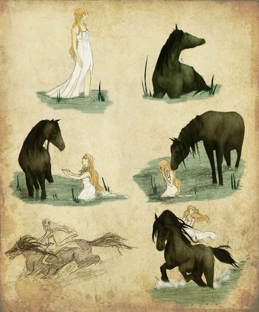 Лошади в мифологии. Слейпнир скандинавская мифология. Лошади в мифологии. Шотландский келпи. Келпи демон.