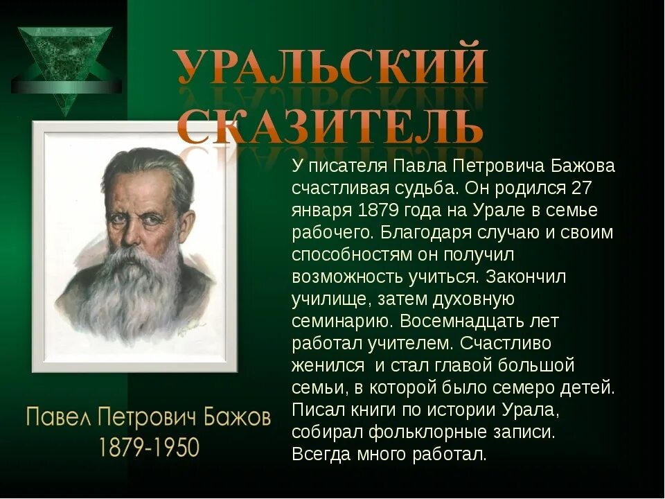 Бажов был руководителем. П П Бажов биография для 4 класса. Сообщение о п п Бажове 4 класс.