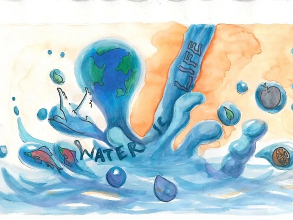 День воды рисунки детей. Рисунок на тему вода. День воды плакат. День воды рисунок. Вода источник жизни рисунки.