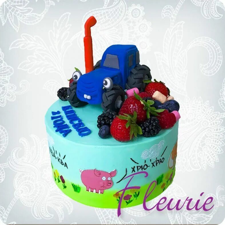Включи трактор ягодки вкусняшки. Торт трактор Гоша. Торт синий трактор ягодки. Торт с трактором для мальчика. Торт синий трактор для девочки.