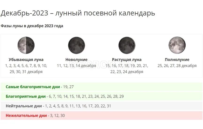 Ноябрь 2023 лунный день