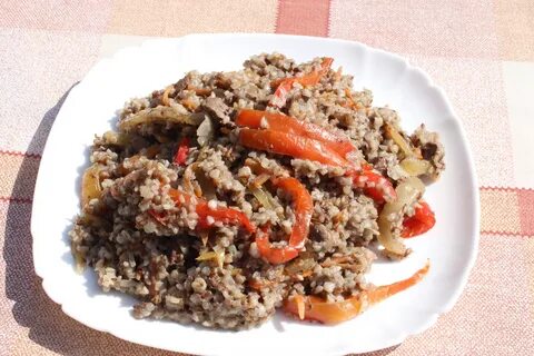 Гречка с овощами в казане