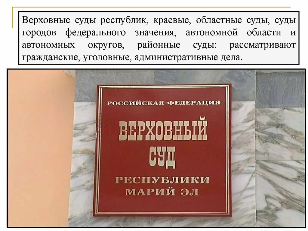 Верховные суды всех республик. Верховные суды республик краевые областные. суды городов федерального значения.