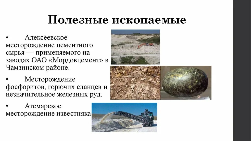 Какие ископаемые в татарстане. Месторождение цементного сырья Мордовия. Полезные ископаемые. Полезные ископаемые Республики Мордовия. Атемарское месторождение известняка.