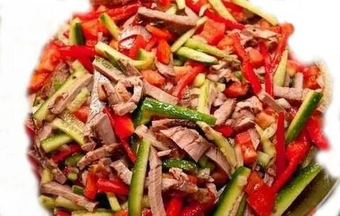 Салат огурцы перец говядина лук