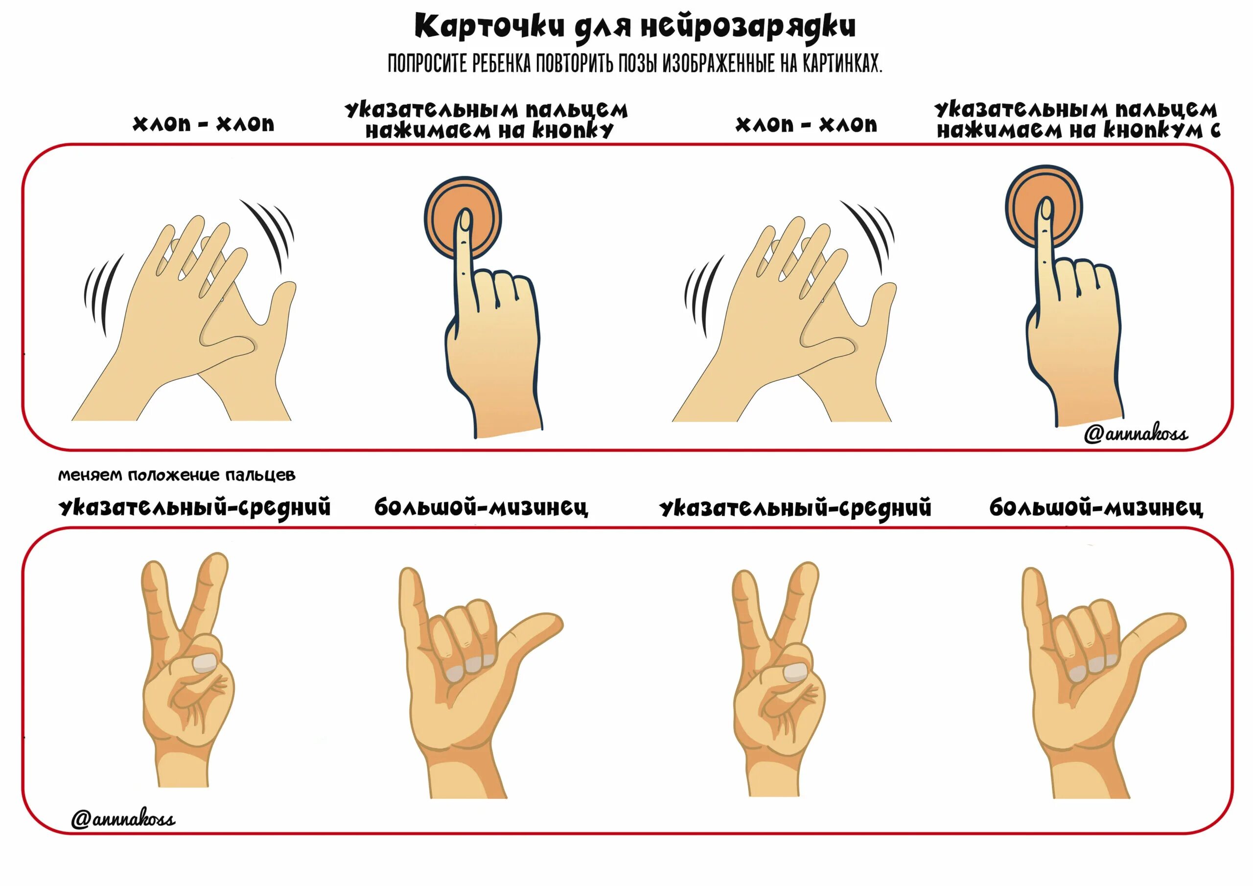 Нейрогимнастика для дошкольников. Нейрозарядки для дошкольников. Нейрогимнастика для рук для детей. Карточки упражнения для рук.