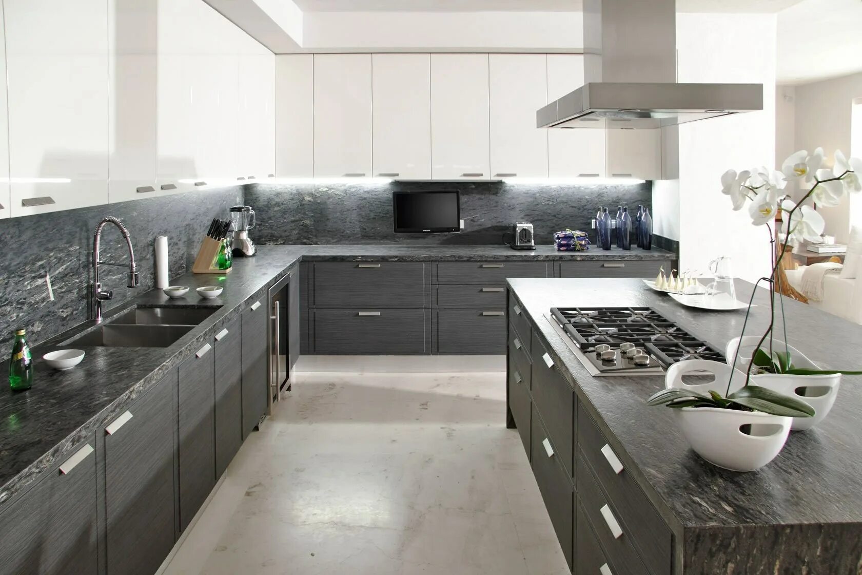 Черно белые серые кухни. Кухня Вайт грей графит. Серые кухни. Кухня в сером цвете. Интерьер кухни в серых тонах.