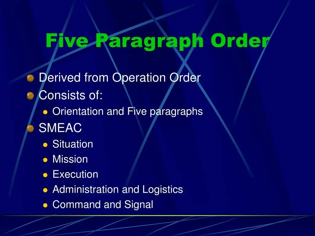 Operations orders. Formal Operation ppt. Order consist of.