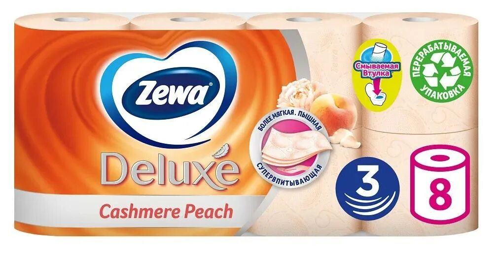Бумага зева делюкс 3 х. Zewa, туалетная бумага zewa deluxe 3-х слойная 4 рулона, персик. zewa deluxe персик трёхслойная. туалетная бумага zewa deluxe аромат персика 8 рулонов 3 слоя. туалетная бумага zewa делюкс 3-х слойная с ароматом персика 4шт.