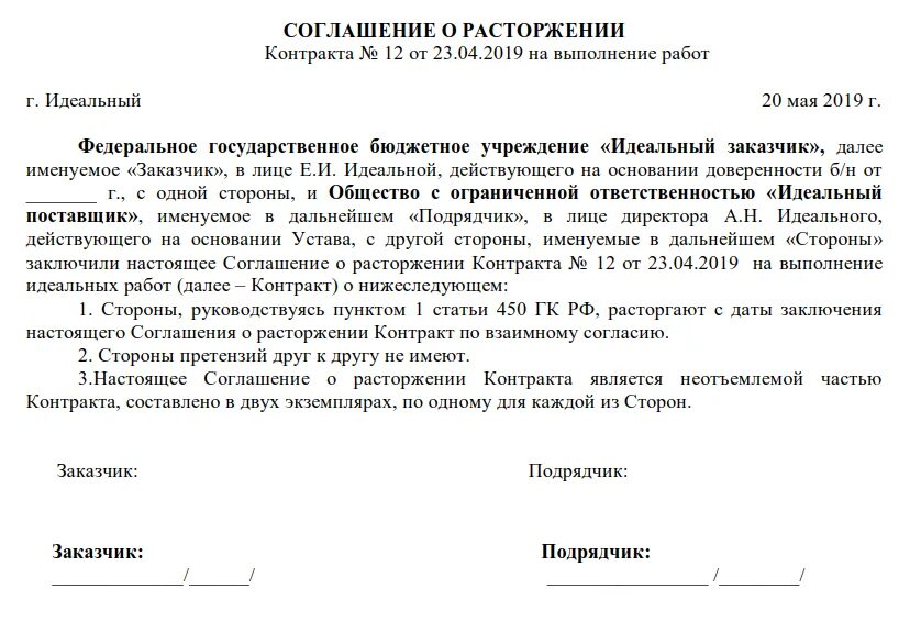 Как расторгнуть договор с управляющей компанией. Типовое соглашение о расторжении договора по соглашению сторон. пример бланка о расторжении договора. образец доп соглашения о прекращении договора. расторжение договора по соглашению сторон образец.