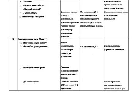 План конспект подвижные игры 3 класс