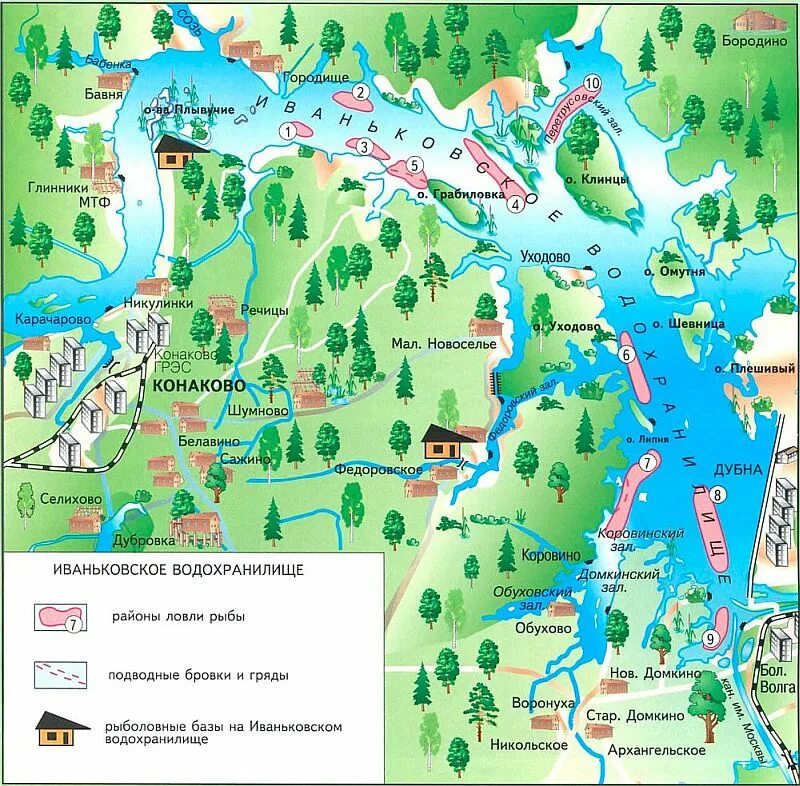 Рыбные места ловли. Карта Иваньковского водохранилища до затопления. Рыбные места на Иваньковском водохранилище на карте. Карта глубин Иваньковского водохранилища. Иваньковское водохранилище на карте.