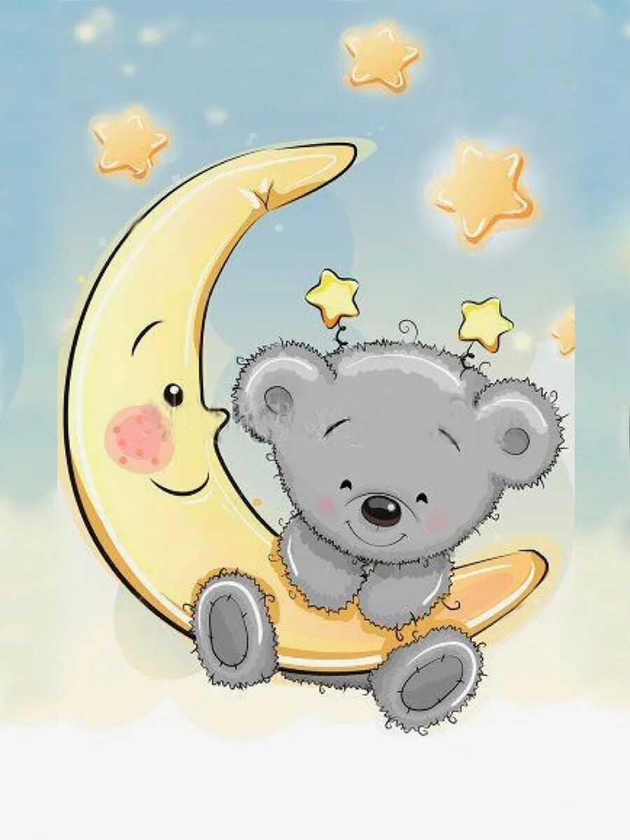 Lovely dreams. Мишка на Луне. Медвежонок на месяце.
