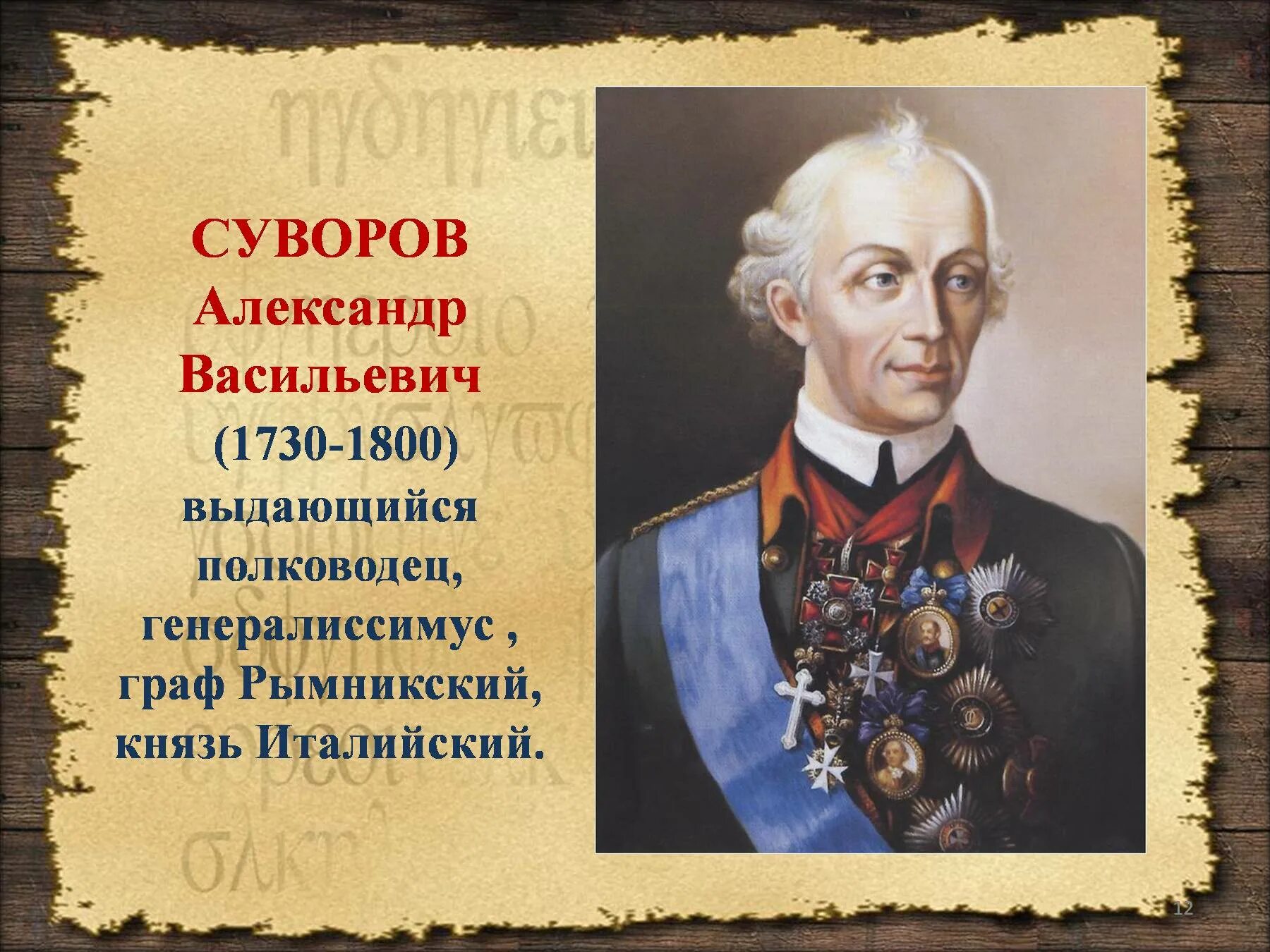 Великие полководцы доклад. Великие полководцы России Суворов.