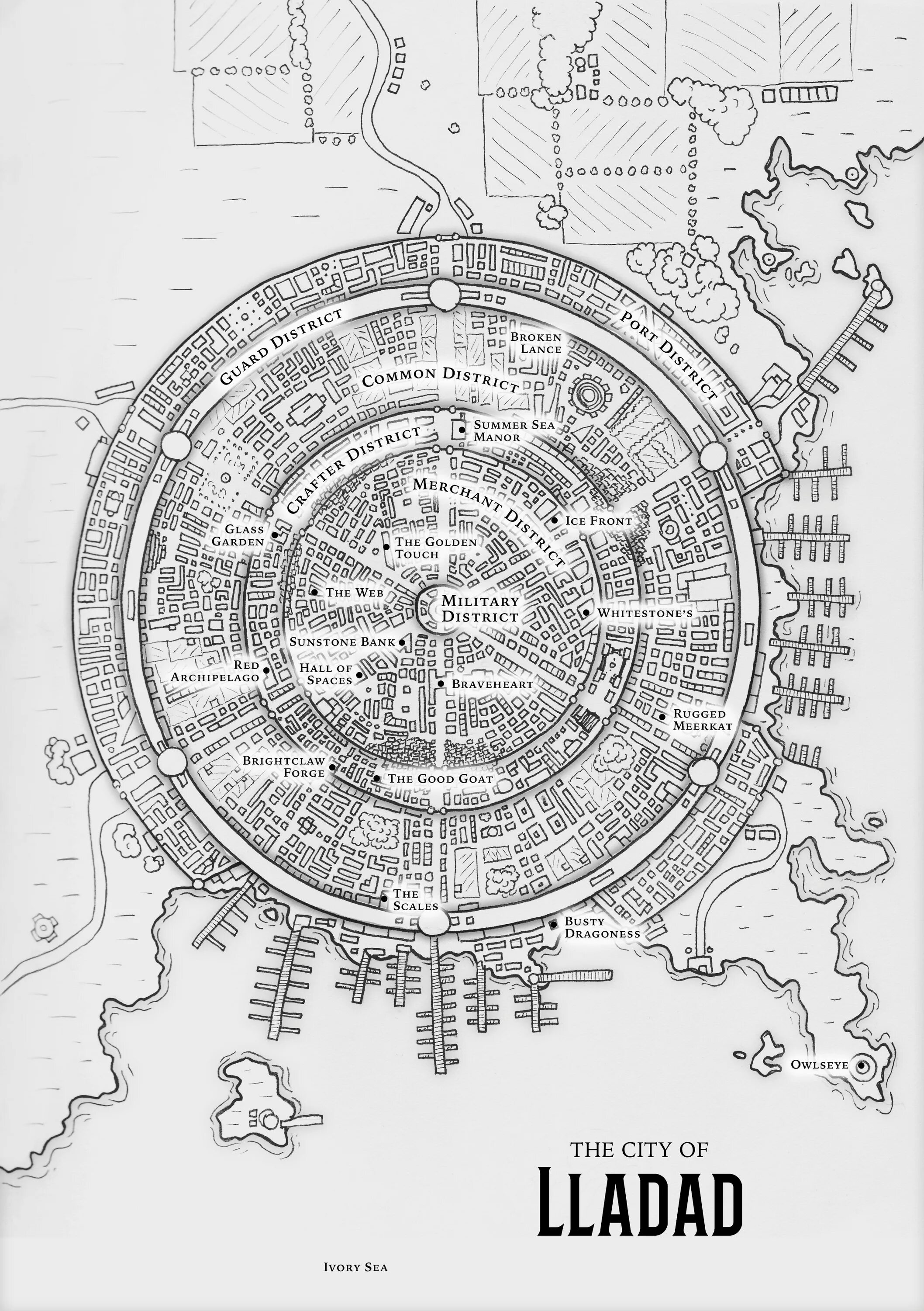 Broken lance warhammer. План фэнтези города в масштабах. +НРИ City Map.