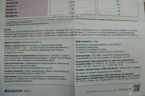 Менсе инструкция по применению состав