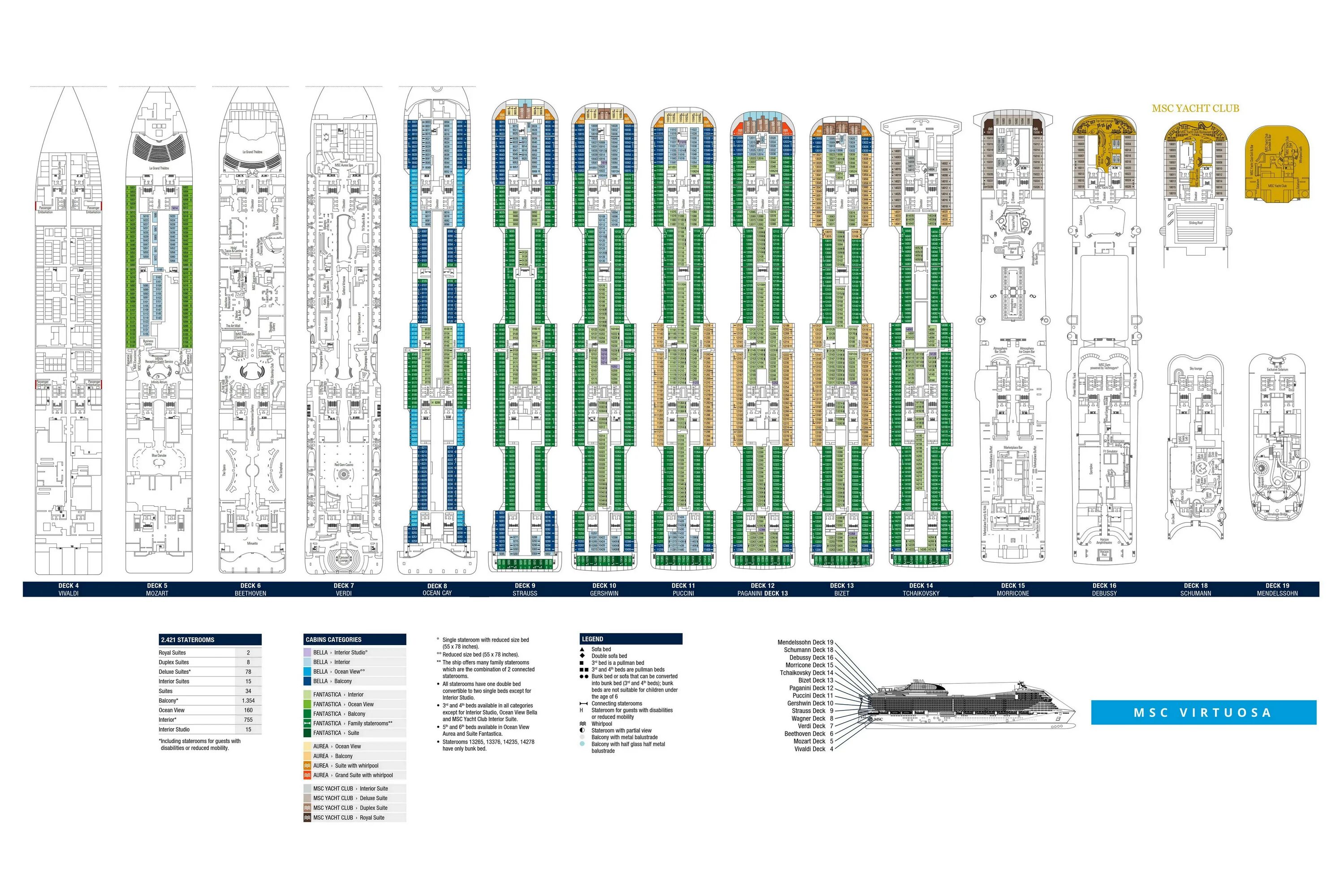 Планы палуб. MSC Virtuosa схема палуб. MSC Virtuosa план палуб. MSC bellissima план палуб. Лайнер MSC World Europa план палуб.