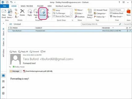 Отправленная почта outlook