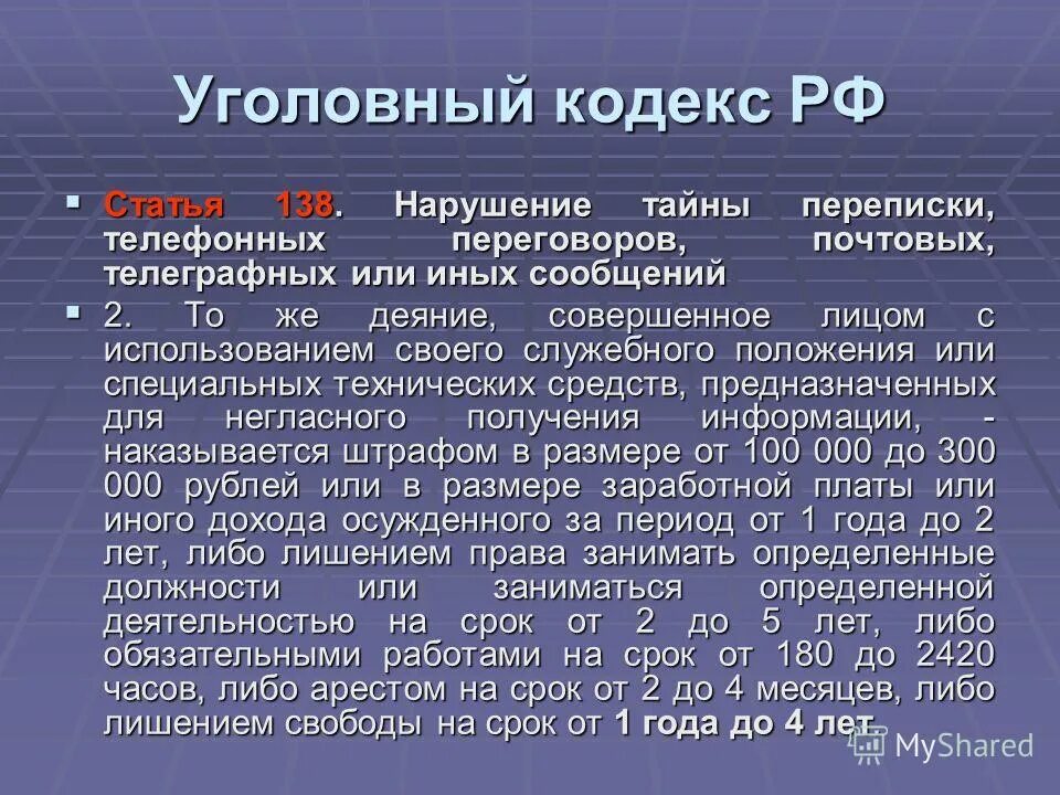 Тайна переписки телефонных и иных
