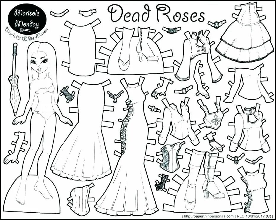 Раскраски кукла с одеждой распечатать бесплатно Marisole Mondy & Friends: Black and White Printable Paper Dolls Paper dolls, Pap
