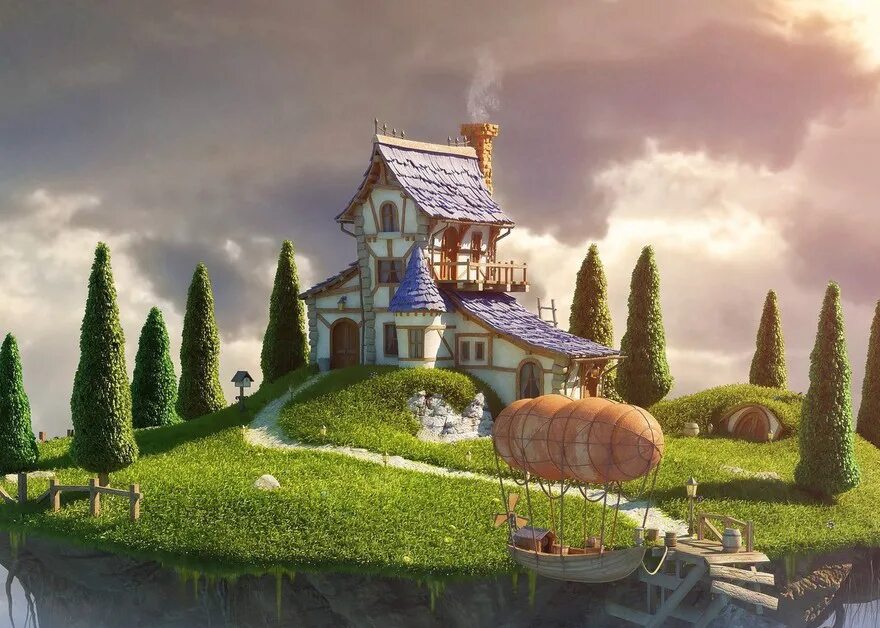 маша и медведь домик маши. сад в стиле фэнтези. сказочные домики доминика дэвисона. сказочный участок трейлер. картина хоббитон.