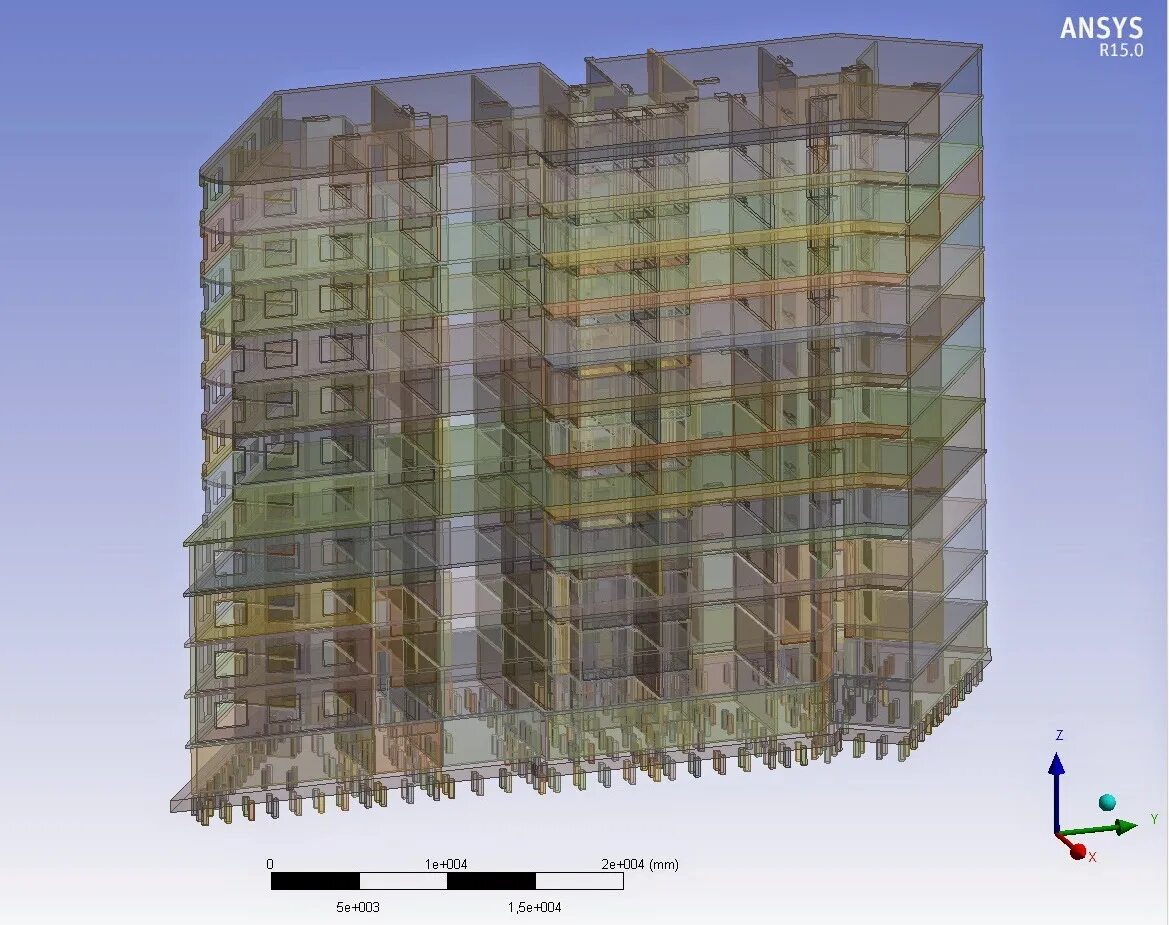 Расчет здания в Ansys.